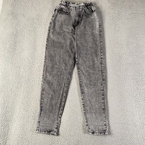 Vintage Levis Jeans Juniors 7/8 (24x32) Black Gray Acid Wash High Elastic 80s